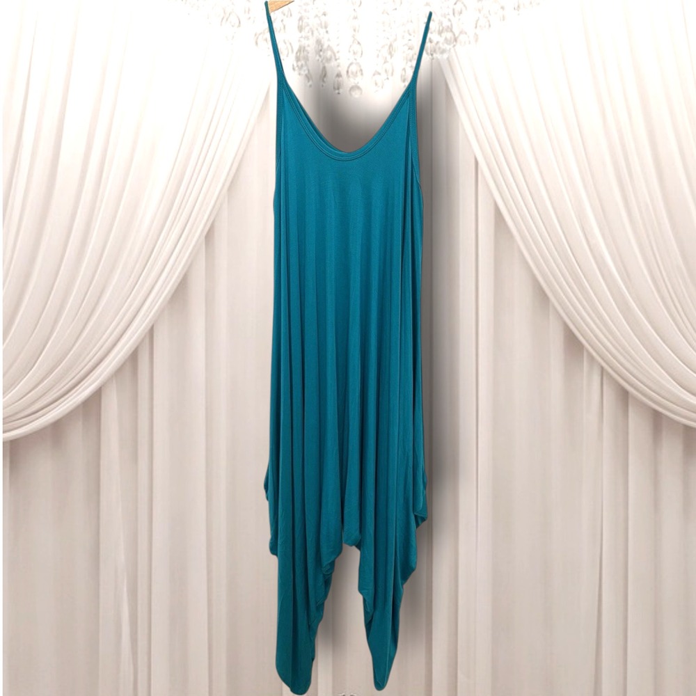 Vintage Sleeveless Baggy Loose Fit Flowy Harem Leg Jumpsuit Womens Large Blue - Picture 1 of 12